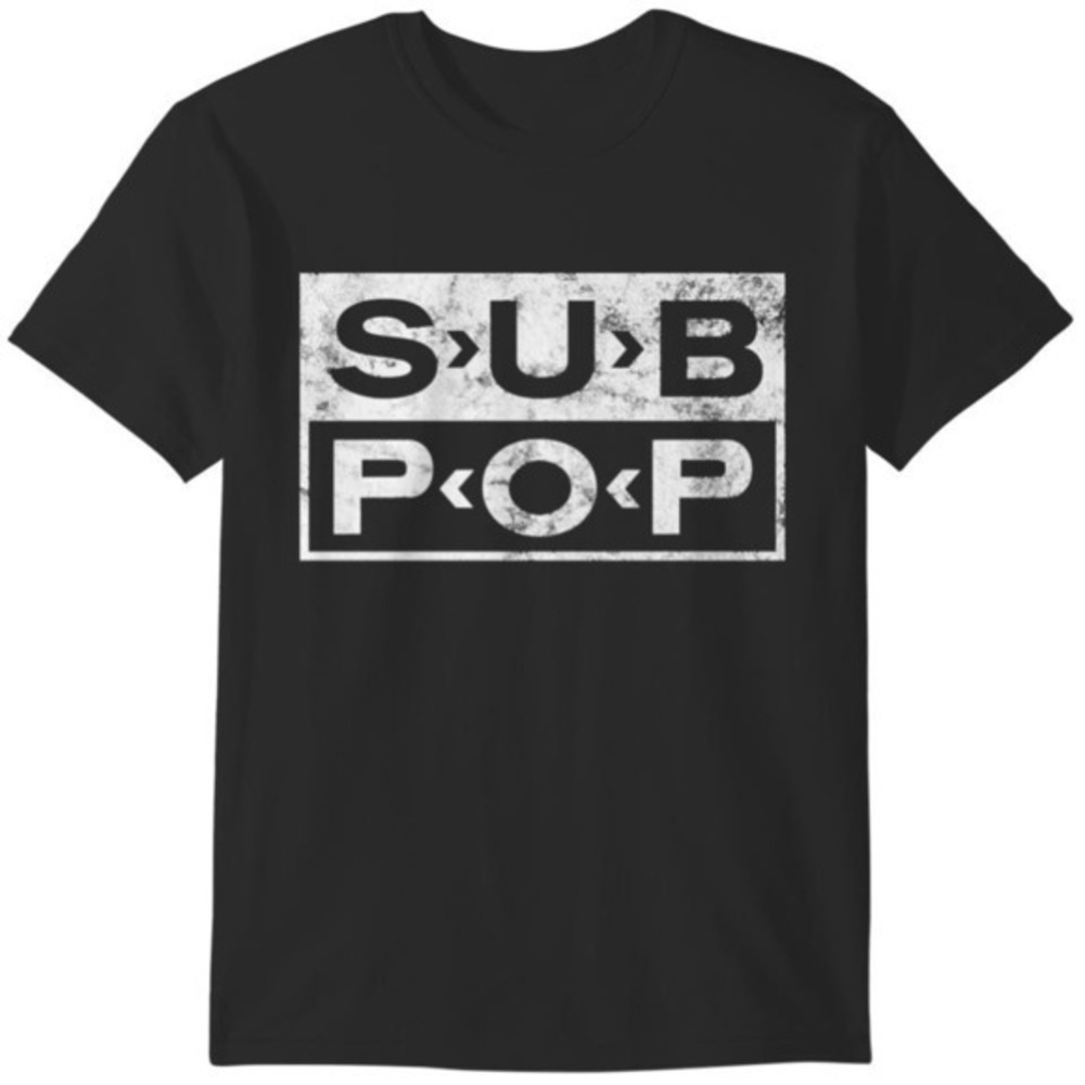 Sub Pop Records Distressed Logo Print Seattle Gr Tshirt
